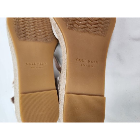 Cole Haan Sz. 10.5 B Cloudfeel Espadrille Wedge Sandals In White/Taupe NWOT - Picture 9 of 9